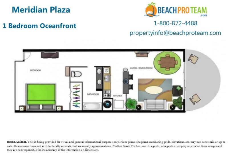 Meridian Plaza Floor Plan 2 - 1 Bedroom Oceanfront